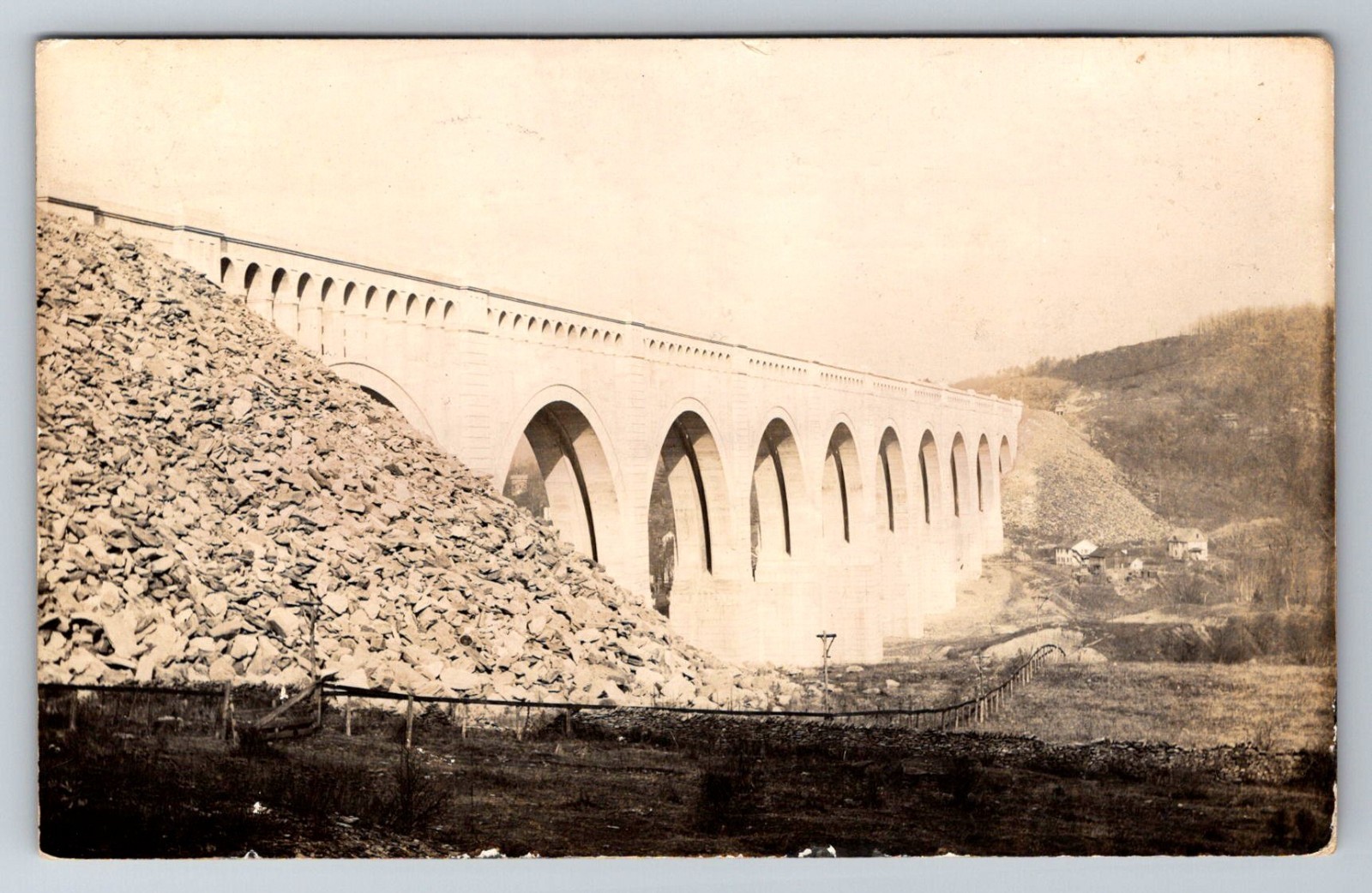 RPPC Postcard Pennsylvania PA  Nicholson 1916 Tunkhannock Creek Viaduct Bridge