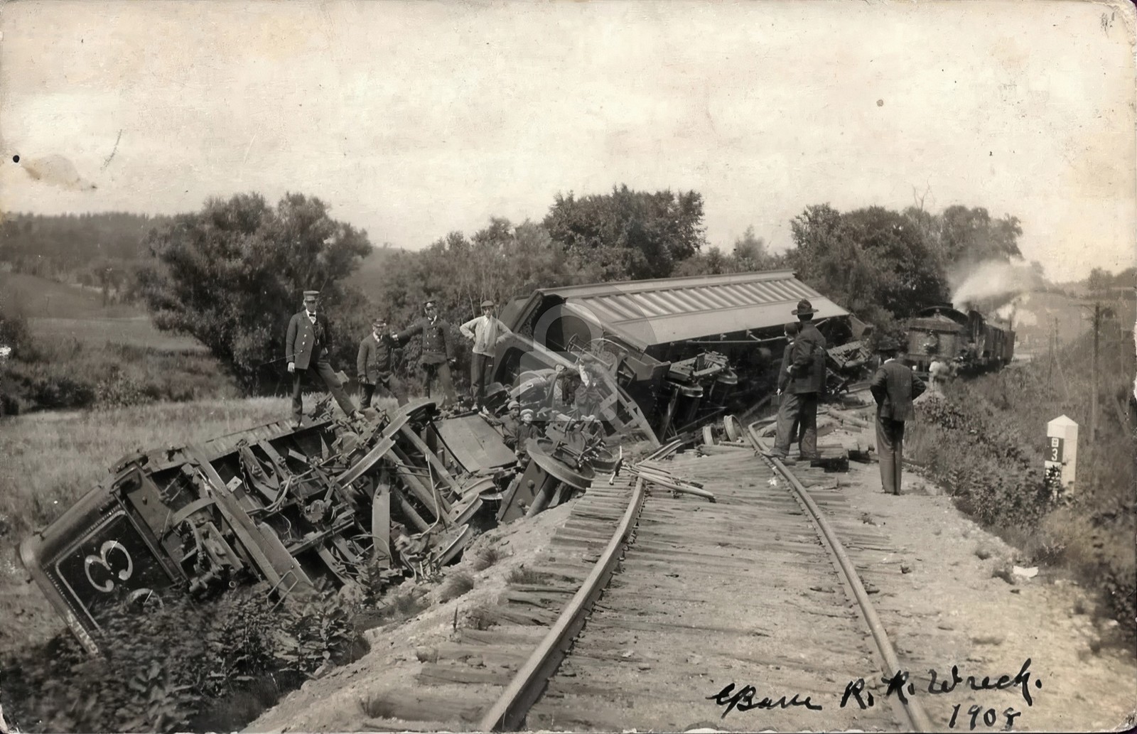 1908 BARRE VT. RAILROAD WRECK RPPC Photo Postcard COPY