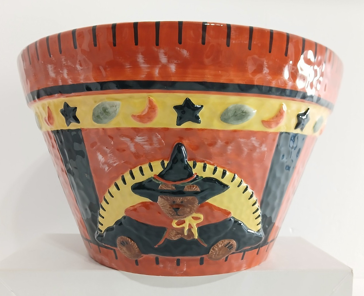 Vintage 2004 Boyd's Bears Home CANDY BOWL Large Ceramic Halloween Witch RARE