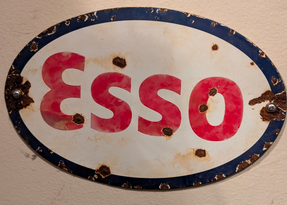 Vintage Esso Gasoline Porcelain Metal sign 12x8