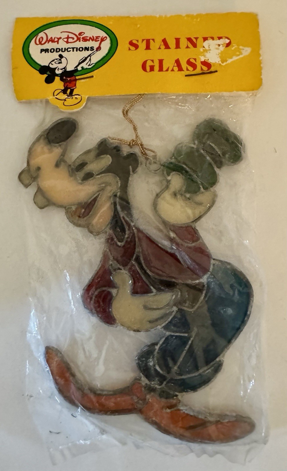 Vintage Walt Disney Stained Glass Goofy Suncatcher Ornament Kurt Adler Handmade