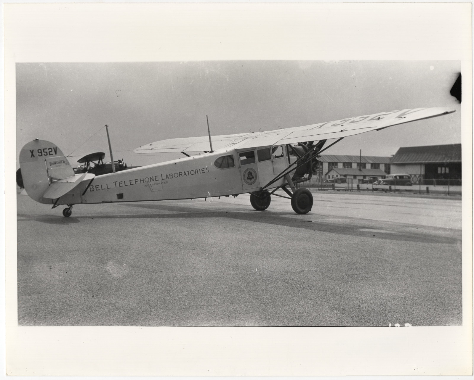 Bell Labs Fairchild 71A Airplane Photo Bell Telephone Laboratories X952V 8x10