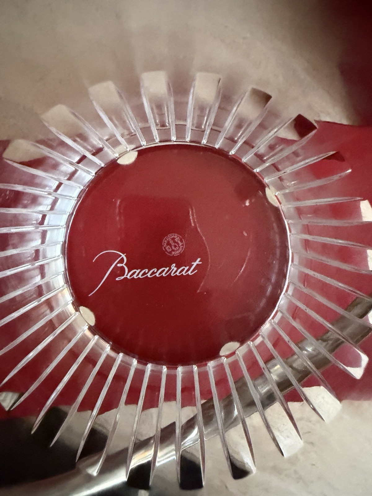 Vintage Baccarat Clear Cut Crystal “Rotary” Ice Bucket w/Handle ~ 5”D x 5” H