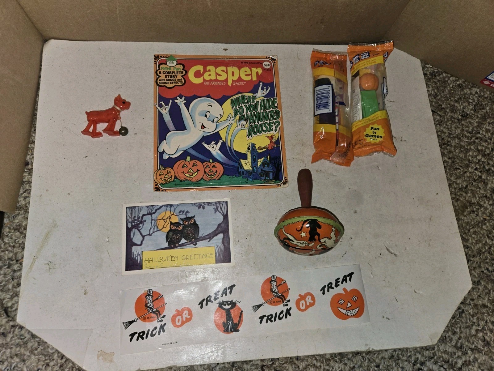 Vintage 1921 Halloween Postcard,Mr. Peanut Wax,T. Cohn Noise Maker,Casper Record