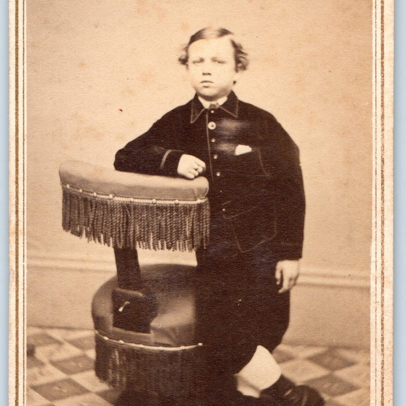 ID'd c1860s Elmer Witte Jr. Handsome Young Boy Portrait Antique CDV Photo Card