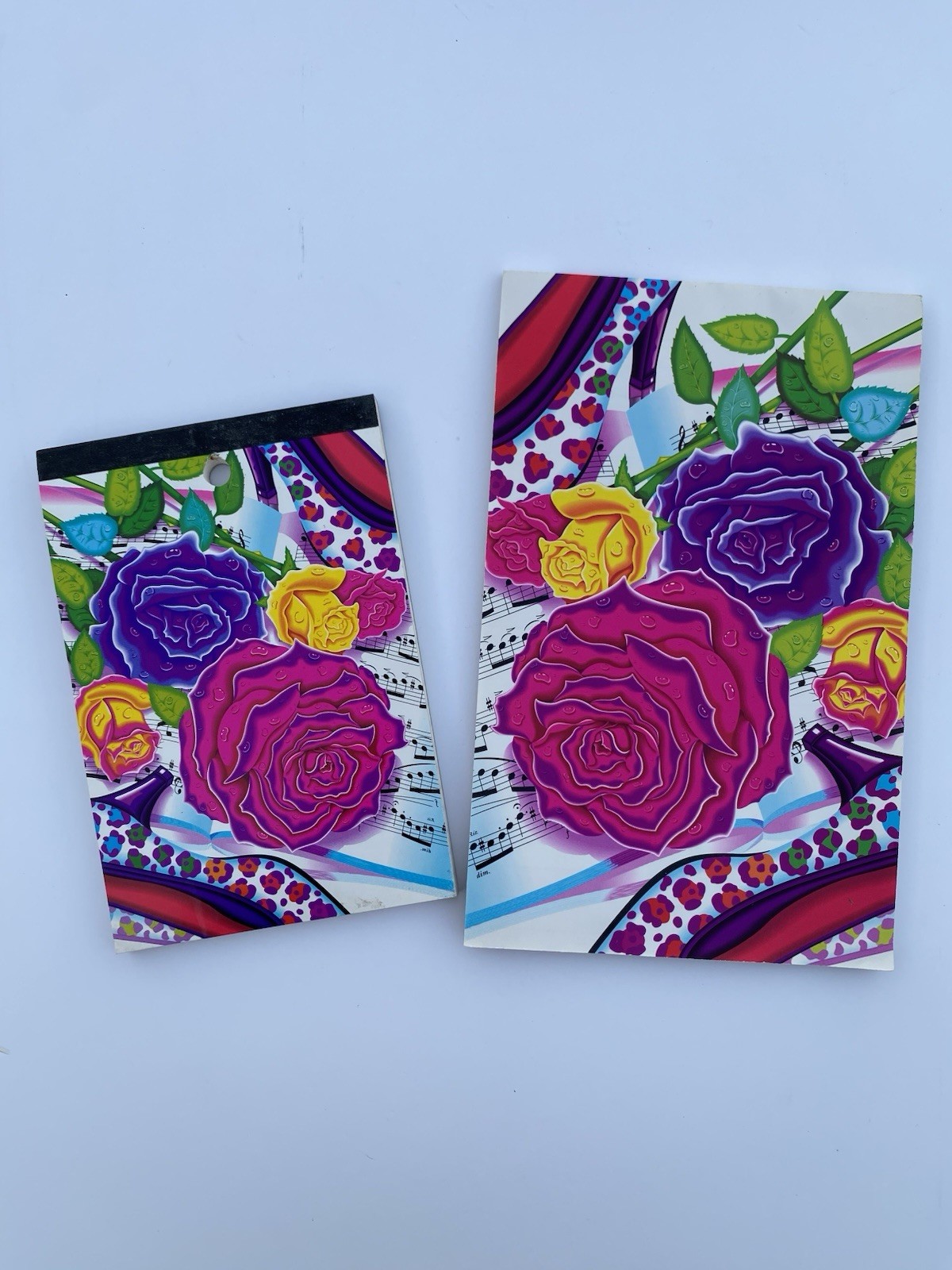 🌈 Vintage 1991 Lisa Frank Rose Floral Sheet Music Memo Pads Notepads Lot of 2