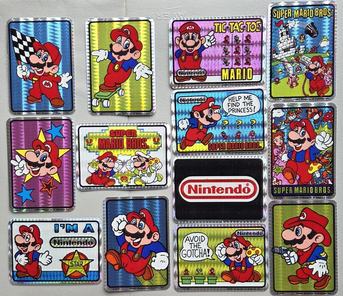 13 Rare VTG Prism 1990 Super Mario Bros Vending Machine Stickers by Nintendo NOS