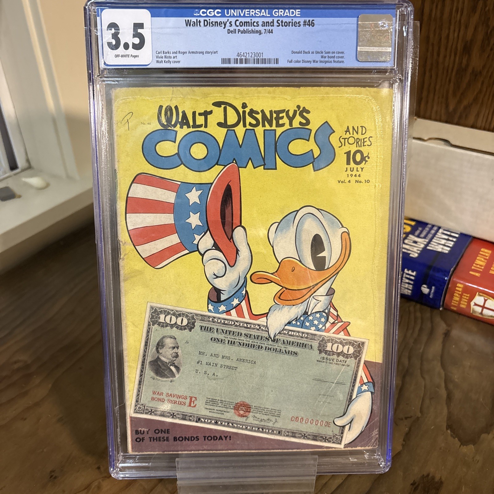 CGC 3.5 WALT DISNEY\'S COMICS AND STORIES #46 • OW PGS • WAR BONDS CVR Carl Barks