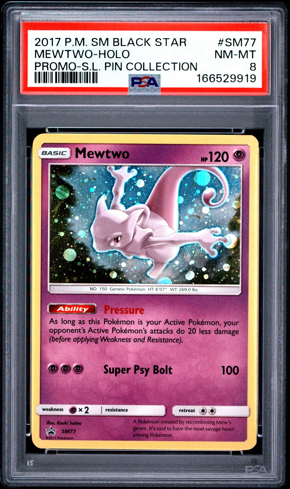 Mewtwo SM77 Holo Shining Legends Pin Collection Pokemon PSA 8