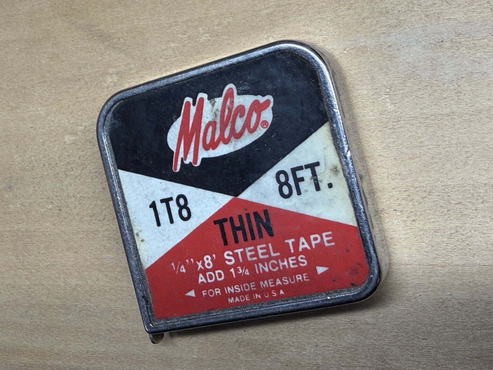 Vintage 1/4” Malco 1T8 Mini Tape Measure 8’ Made in USA