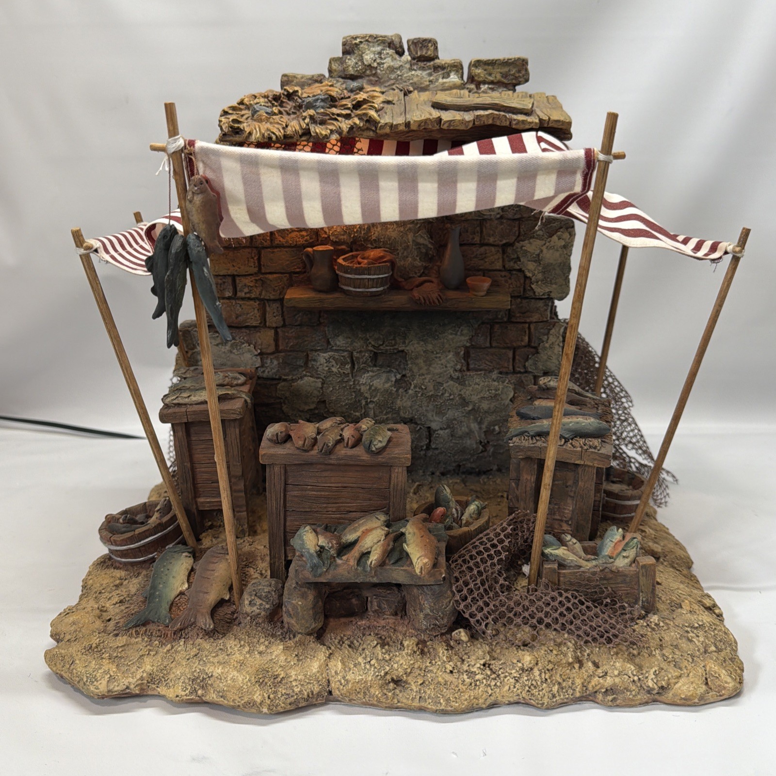 Fontanini Fish Market 50714 1998 Heirloom Nativity Village Rare Lighted NO Box