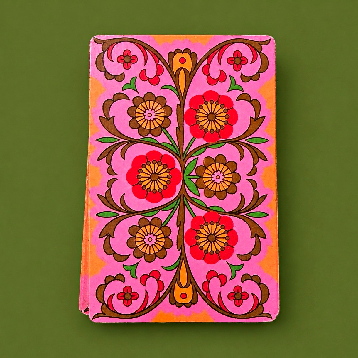Cartamundi Vintage Pre-1970 Floral Playing Cards Deck, Pink/Orange Back