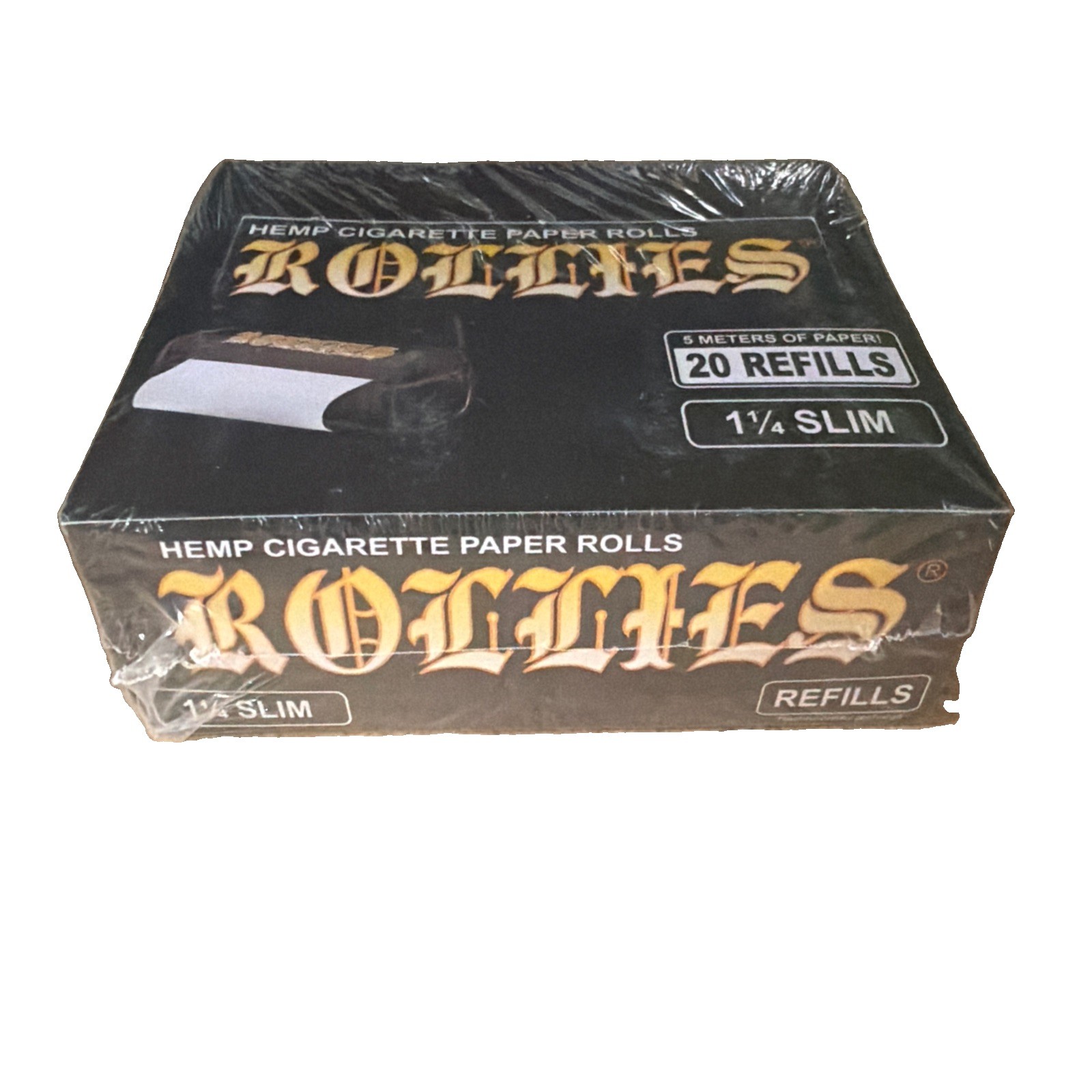 20 Rollies Hemp Single Wide 1.25 Rolling Papers on a Roll 5 Meters 1 1/4 Size