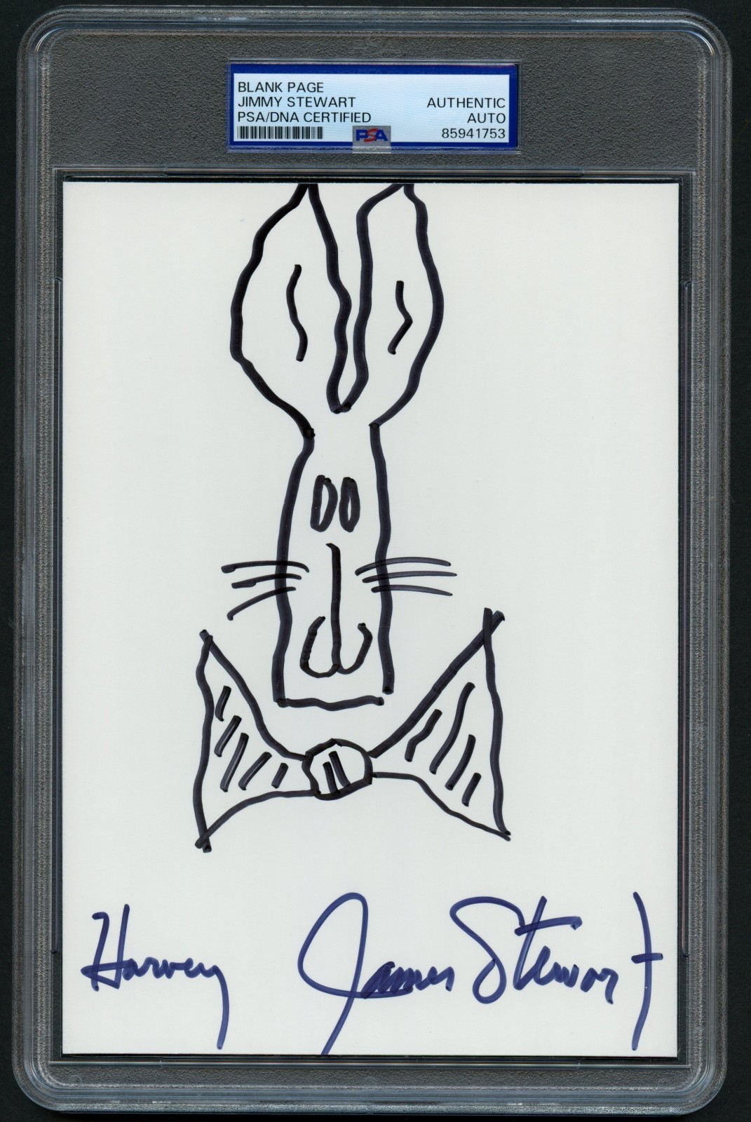 James Jimmy Stewart signed autograph 5.5x8 Original HARVEY Sketch PSA Slabbed
