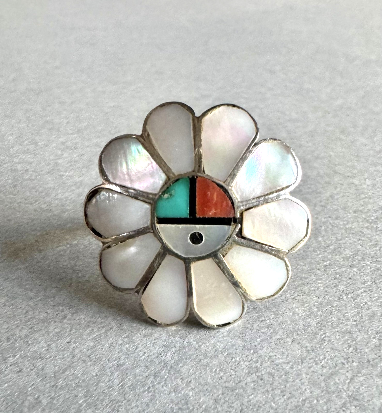 Vintage Zuni Sterling Silver Sun Face Ring  Size 6