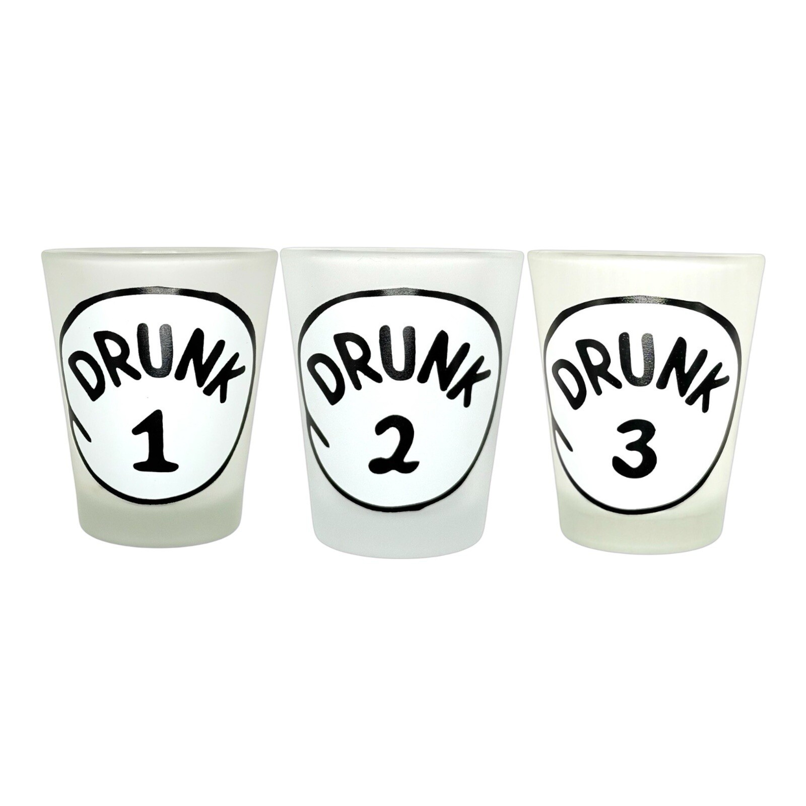 Drunk 1, 2, 3 - Funny Shot Glasses (Set of 3)