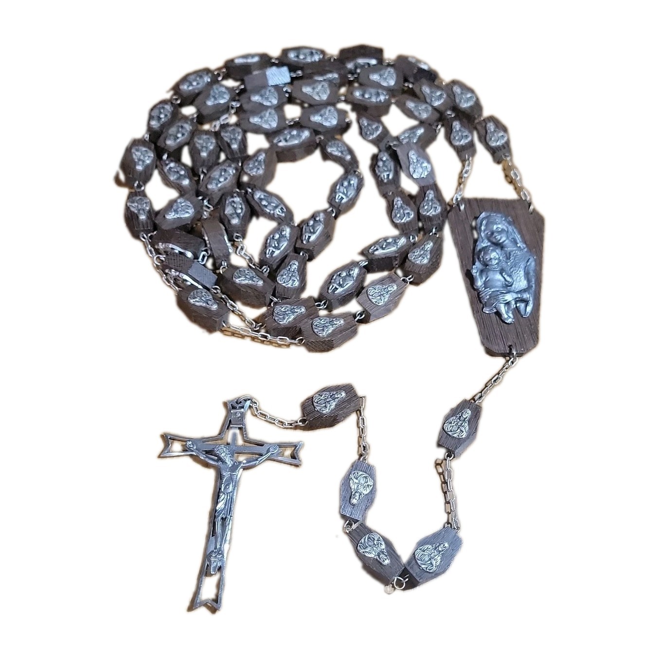 Vtg Large Rosary Jerusalem Wood 75\