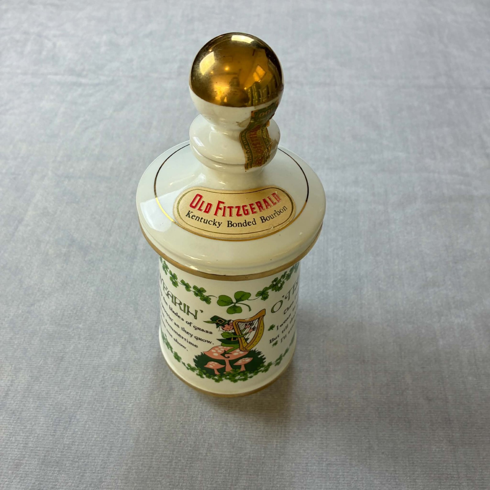 1968 Old Fitzgerald Leprechaun Bourbon Decanter Stitzel Weller Porcelain Empty