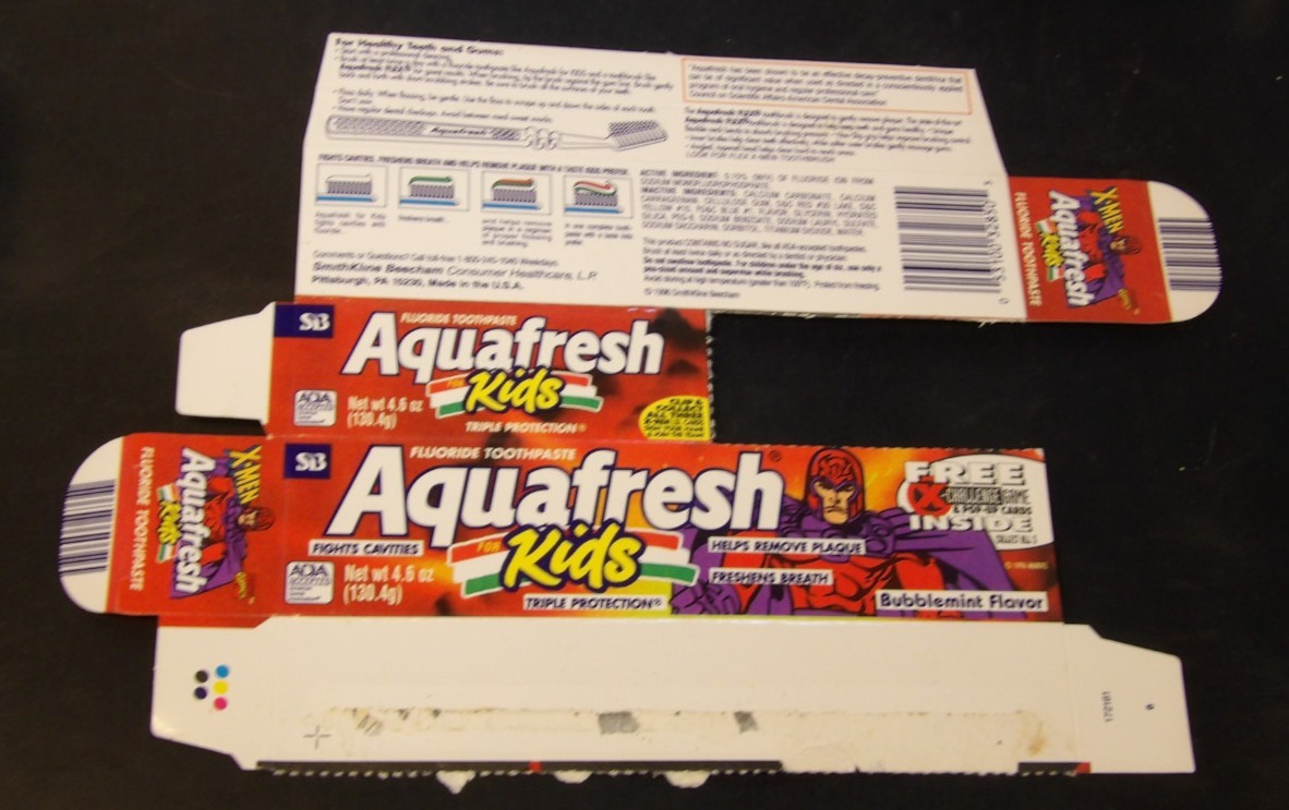 Rare Aquafresh Kids X-Men Toothpaste Box-Magneto