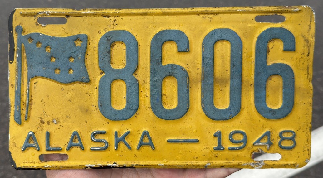 1948 ALASKA License Plate Four Digit #8606
