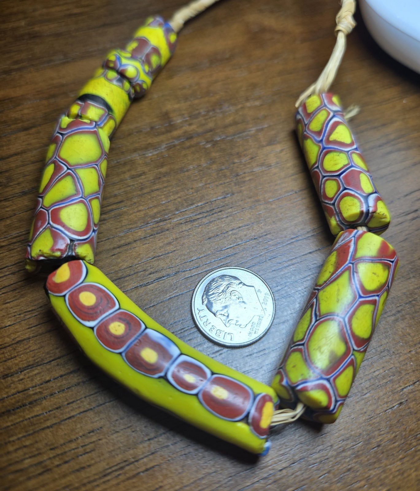 Chunky Beautiful Elbow Millefiori Set Of Venetian Glass Trade Beads 