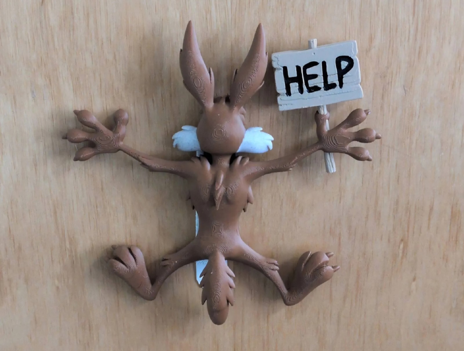 Crushed Wile E Coyote With Help Sign Wall Mount 3D Printed