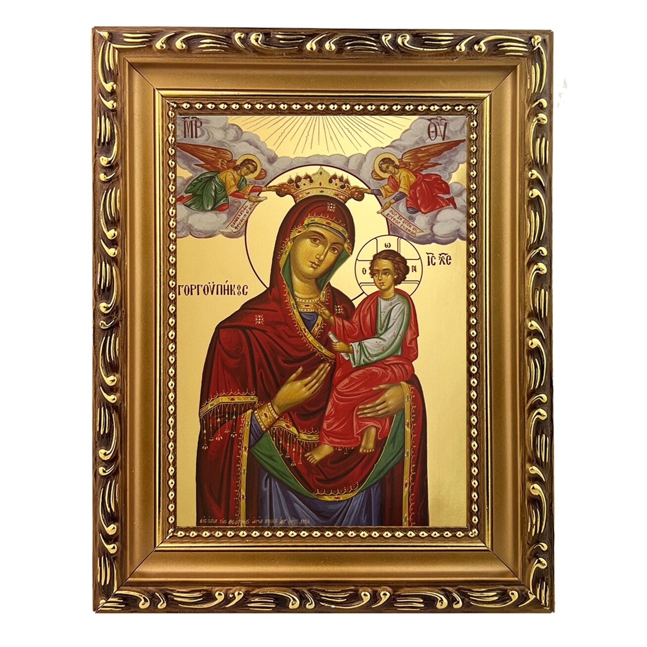 Virgin And Child Icon Hodegetria, Gorgoypekoos Angels the Quick Hearer MT Athos Virgin And Child Icon Hodegetria, Gorgoypekoos Angels the Quick Hearer MT Athos