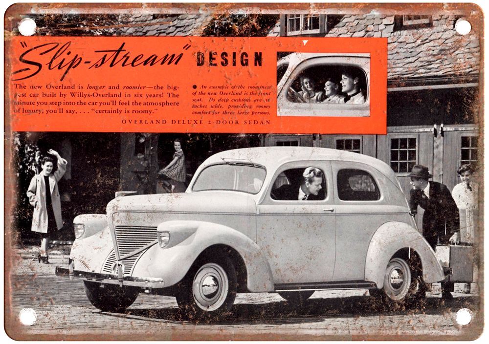 Old Auto Ad 1939 Willys Overland DeLuxe 2-Door Sedan Retro Look Metal Sign A1963