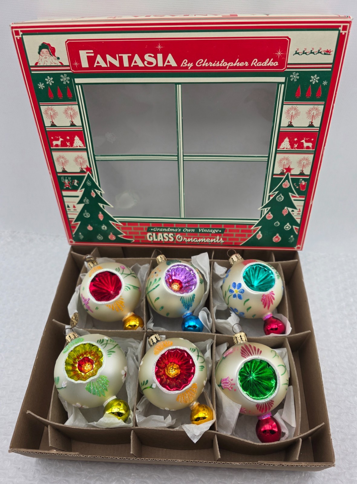 Christopher Radko Fantasia La Petite Fleur Christmas Ornaments Boxed Set of 6