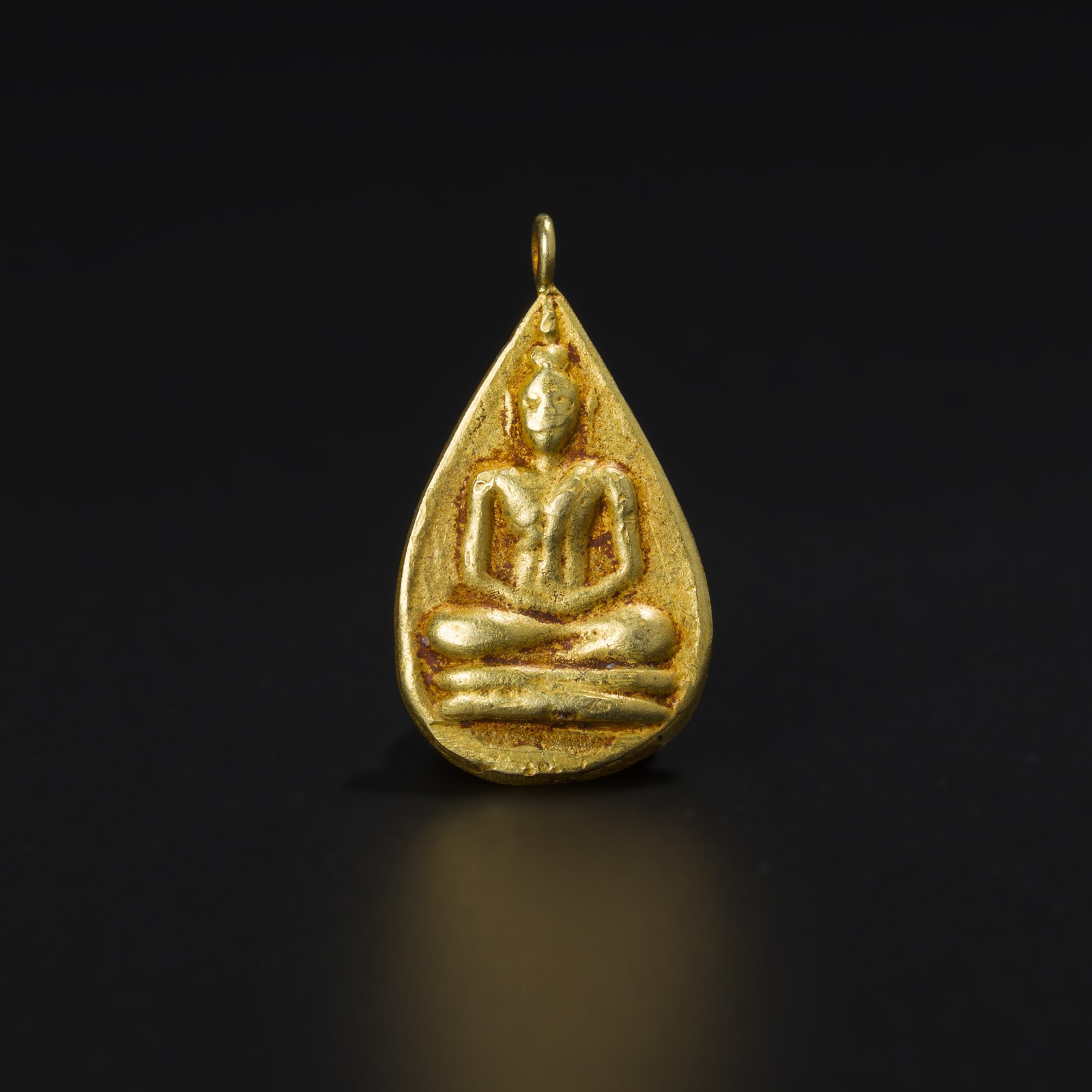 Antique Southeast Asian 19K Gold Buddha Statue – Seated Meditation Pose Amulet