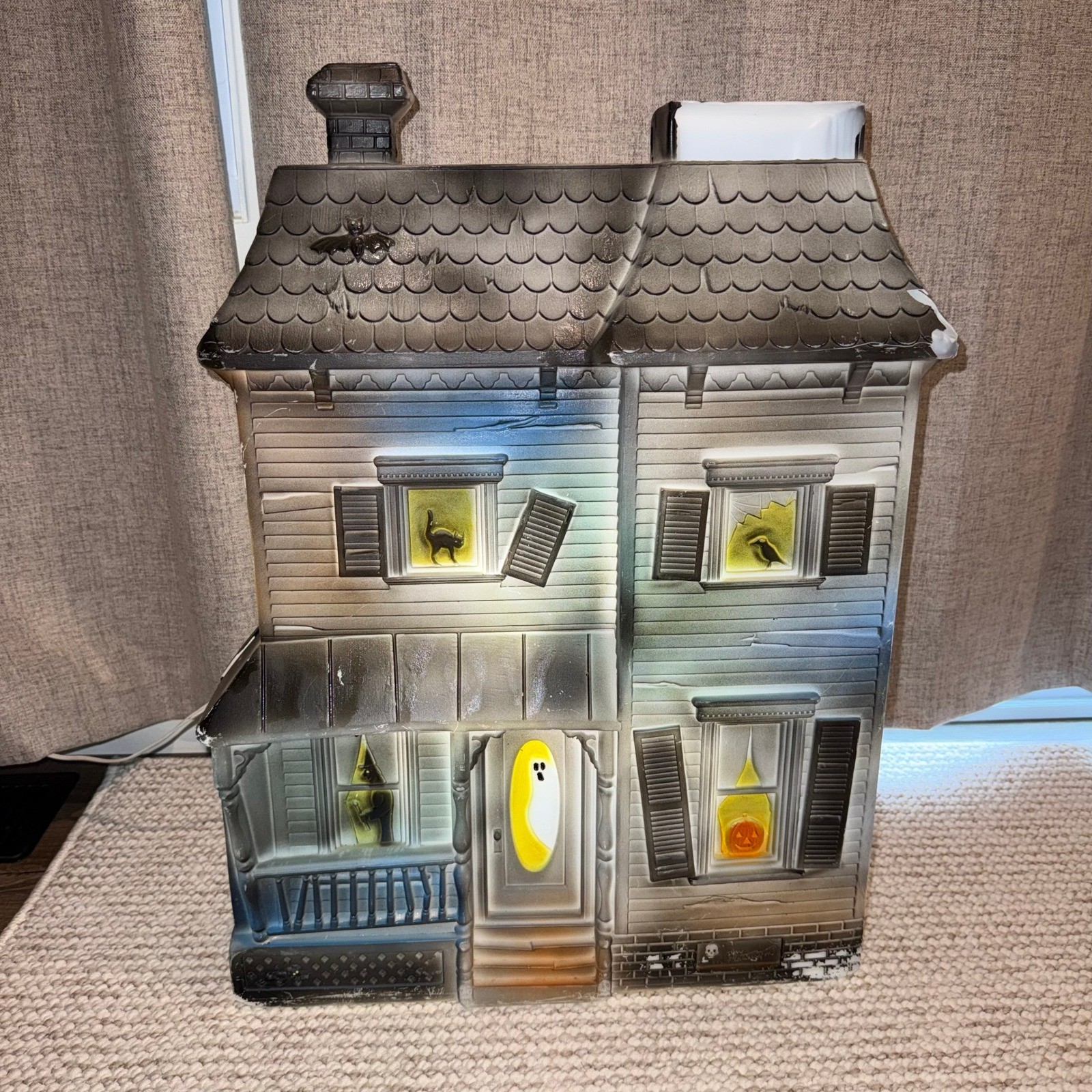 Vintage 1995 Union Products Halloween Haunted House Blow Mold Light Up 5572