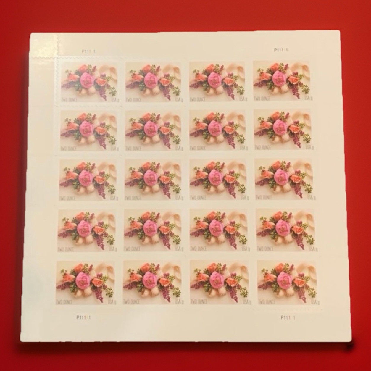 2020 USPS SHEET OF 20 TWO OUNCE STAMPS GARDEN CORSAGE 1.07¢
