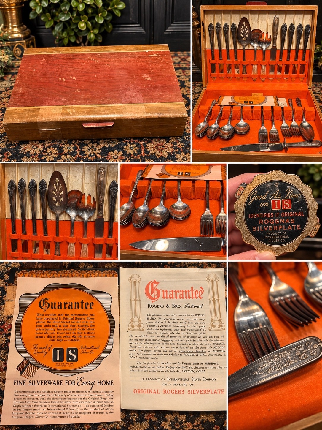 1847 Rogers Bros IS Silverplate Flatware Set in Wood Box