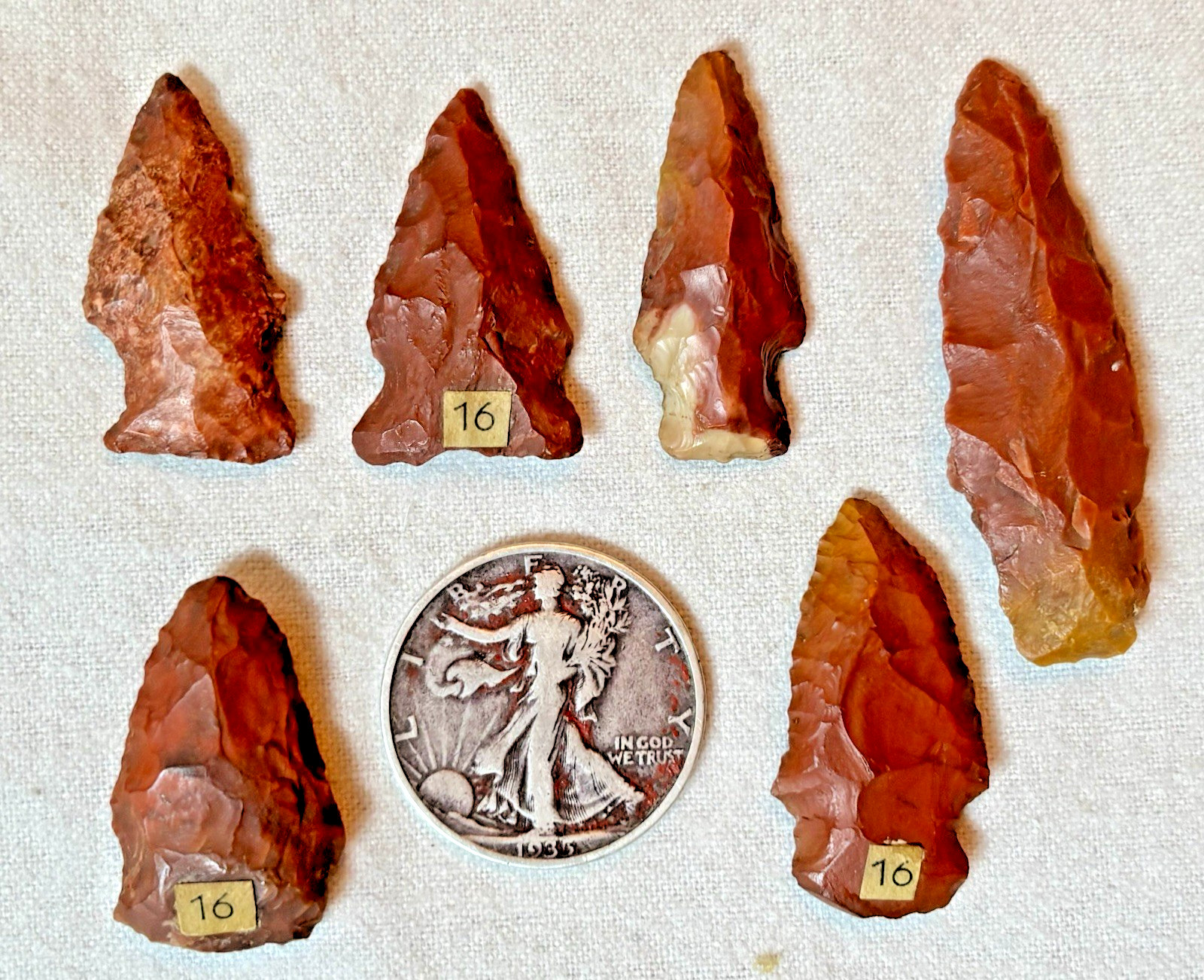 6 Associated POINTS Horse Creek chert? locale #16   1.25-2.25\