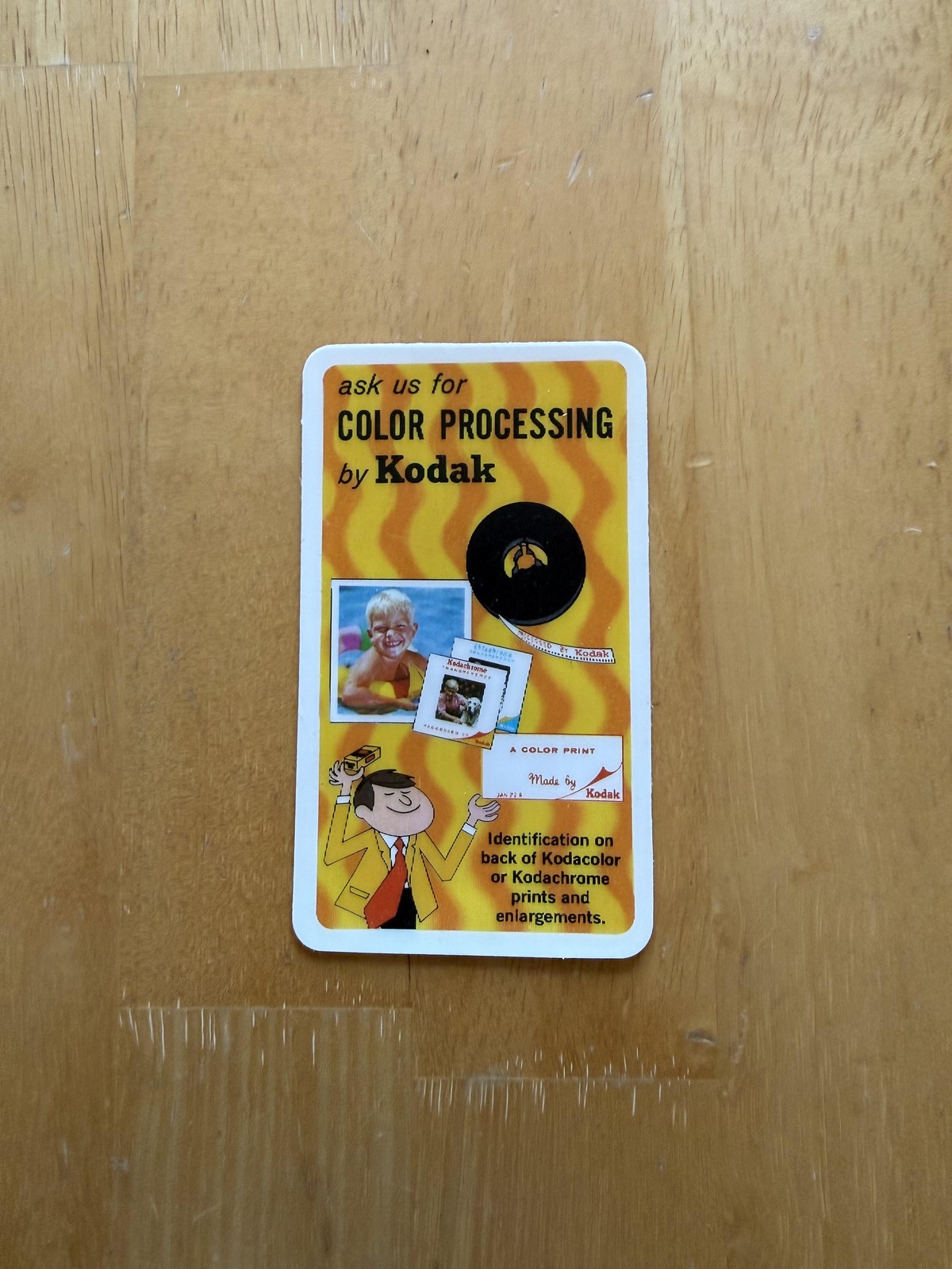 Vintage 1972 Kodak Color Processing Advertising Sign Calendar Ruler Yellow USA