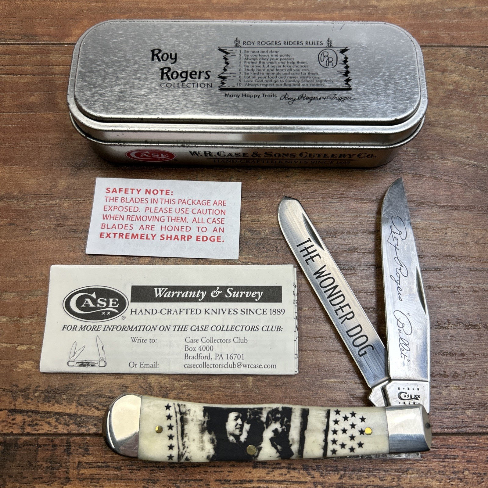 Case XX 6254 Roy Rogers, Dale Evans, Trapper knife, 2015, white bone, 91005