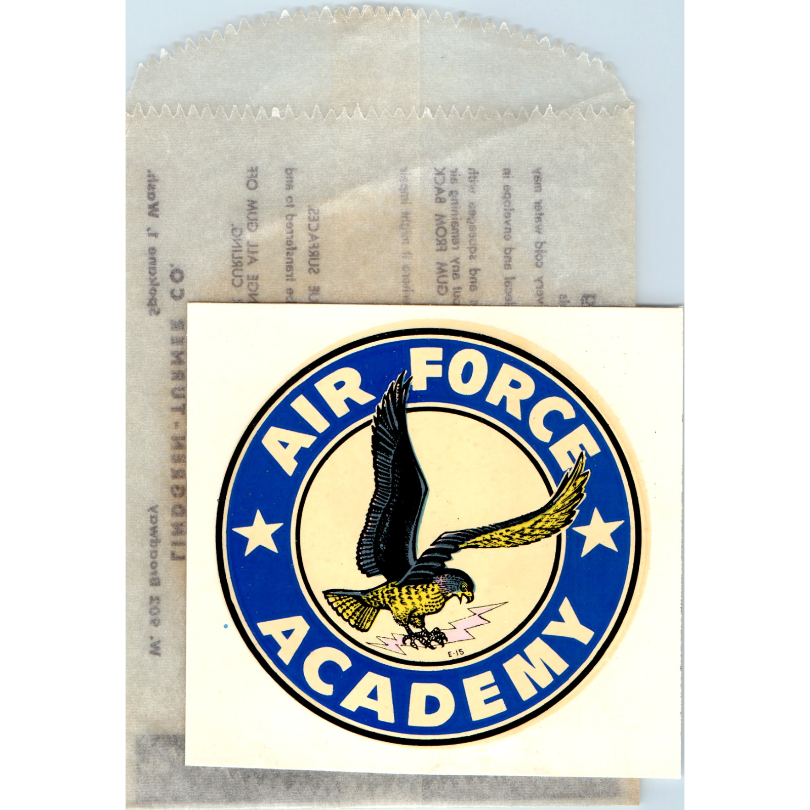 Vtg 1960s Water Slide Decal USAFA Air Force Academy CO Falcon Lindgren-Turner