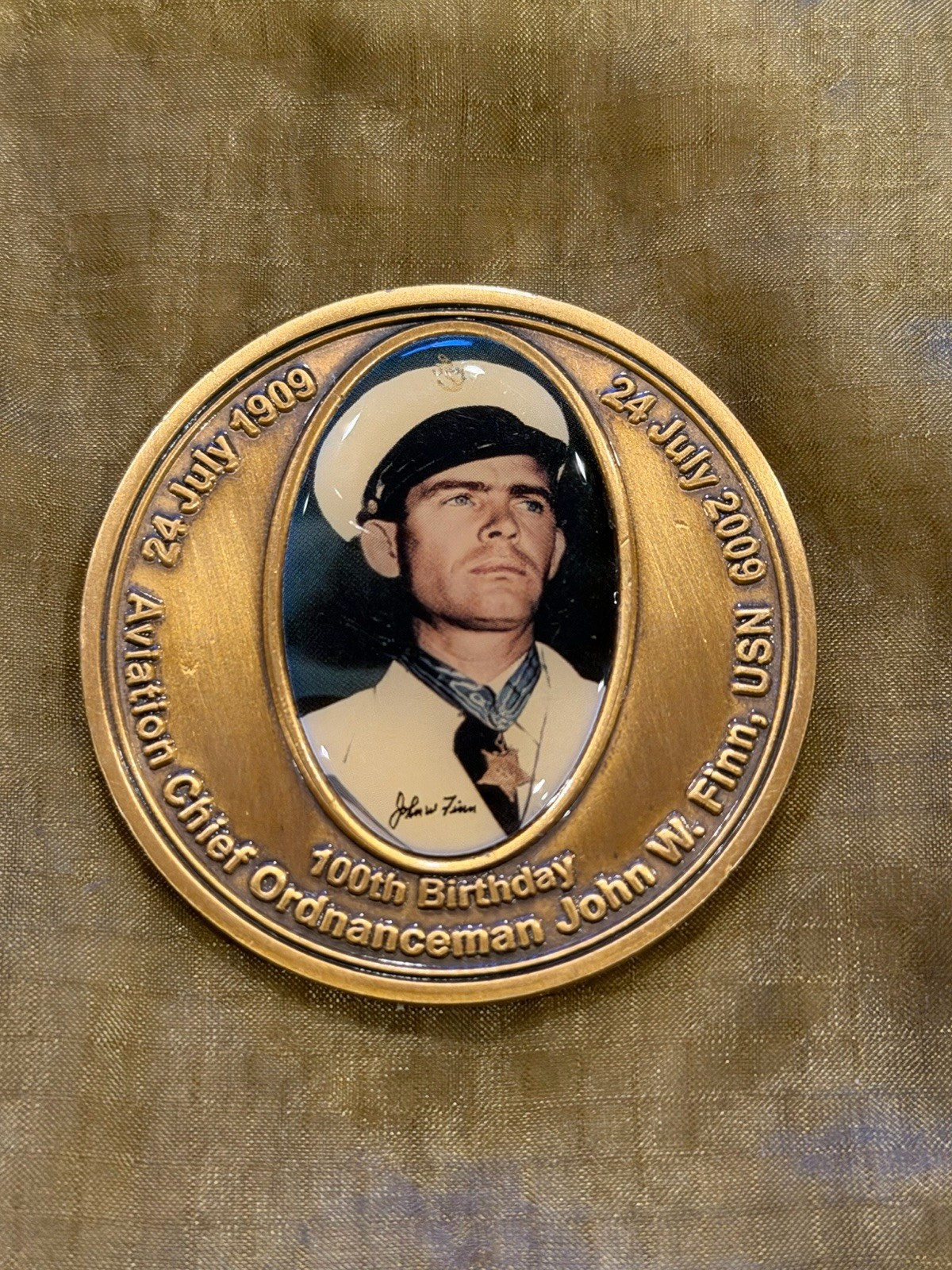 Aviation Ordnanceman Chief John W Finn MOH Challenge Coin - US Navy WWII WW2 #3