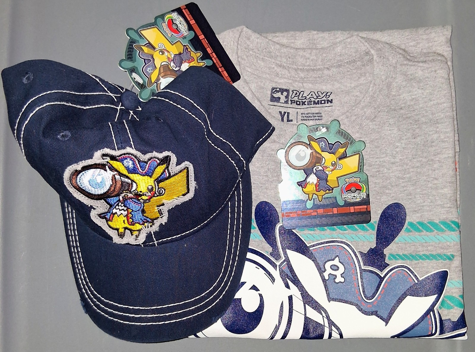 New Pokémon Boston World Championships 2015 Hat and Shirt YL Youth Large
