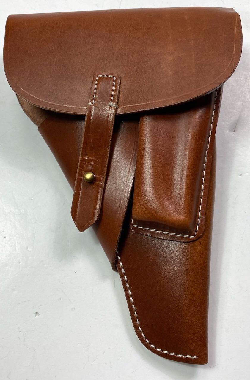 WWII GERMAN WALTHER P38 SHOFTSHELL PISTOL HOLSTER -BROWN LEATHER