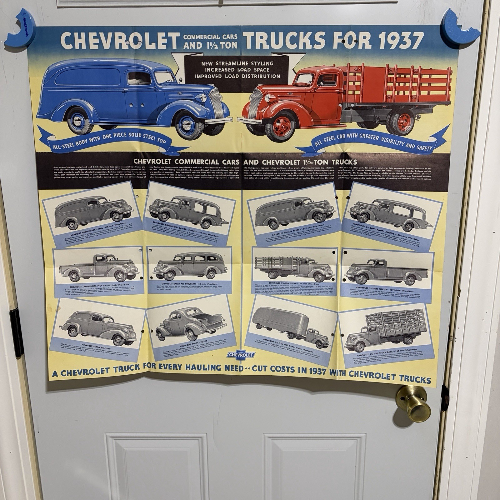 Vtg 1937 Chevrolet Truck Sales Brochure Foldout Poster Pickup Suburban Panel