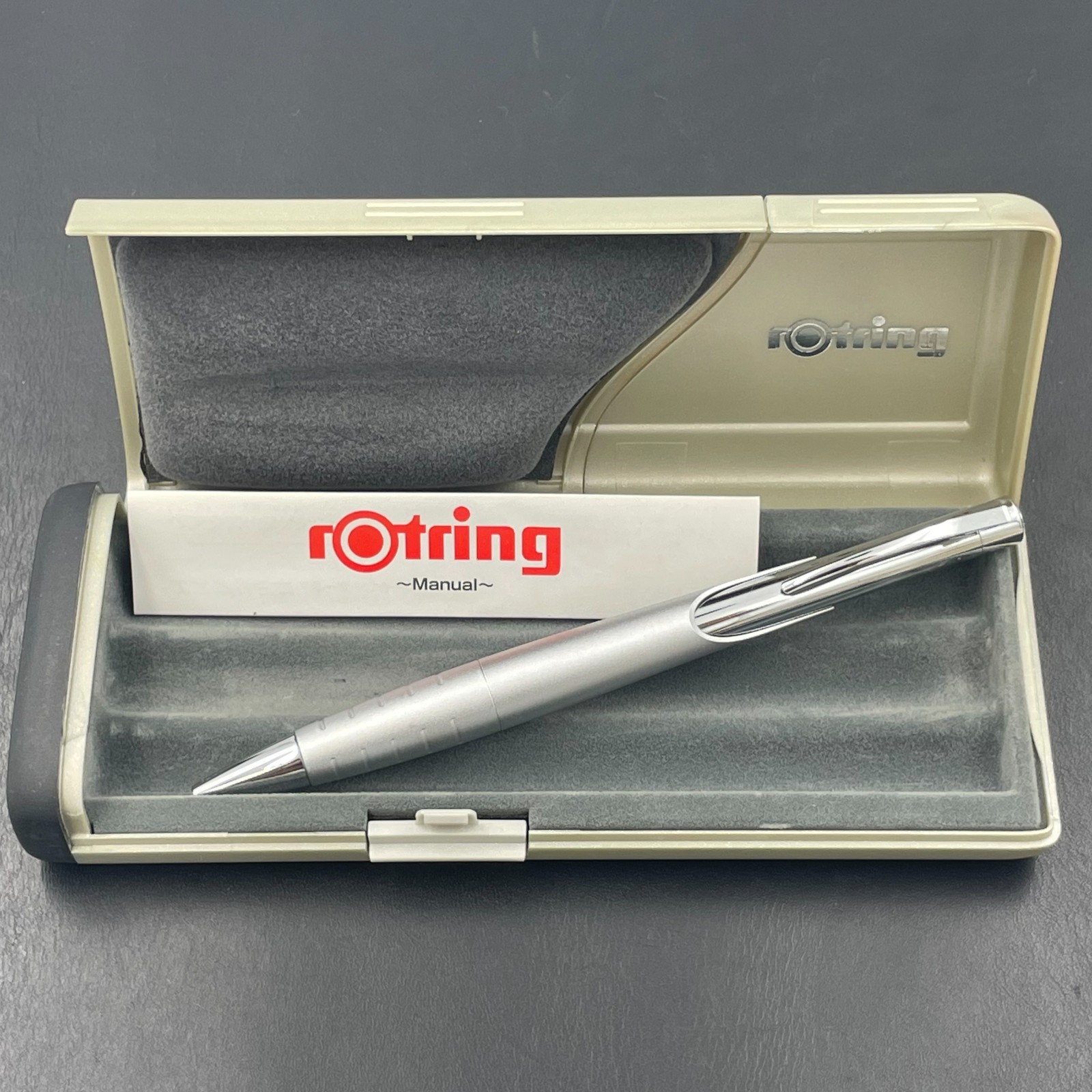 rOtring Initial Ballpoint Pen Silver Germany Boxed Manual Vintage