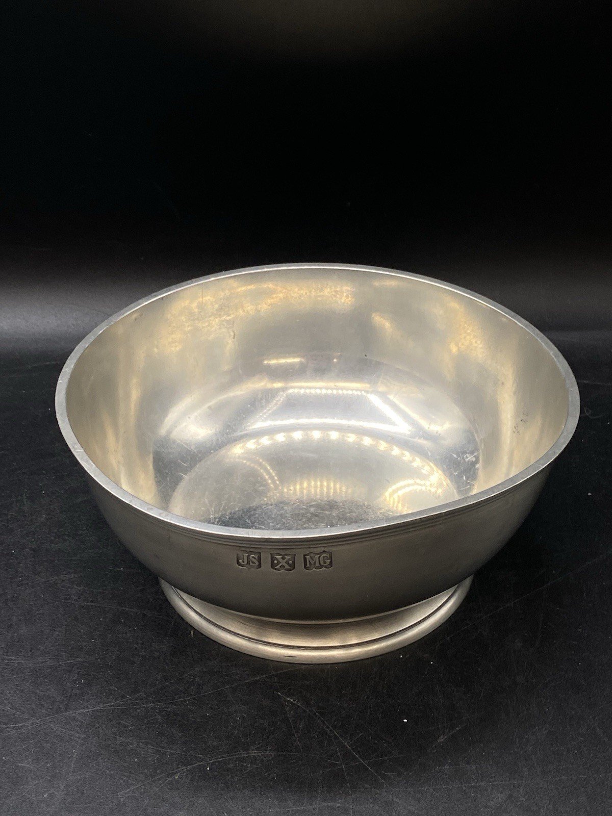 Pewter John Somers 7” Bowl JS X MG Made In Brazil Vintage READ