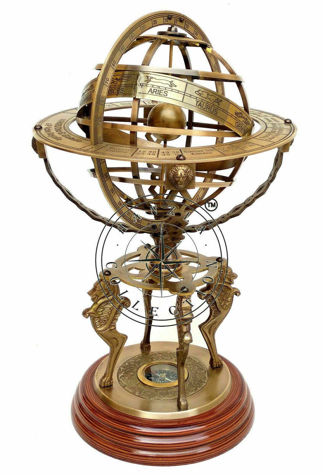 Antique Vintage Globe With Compass18\