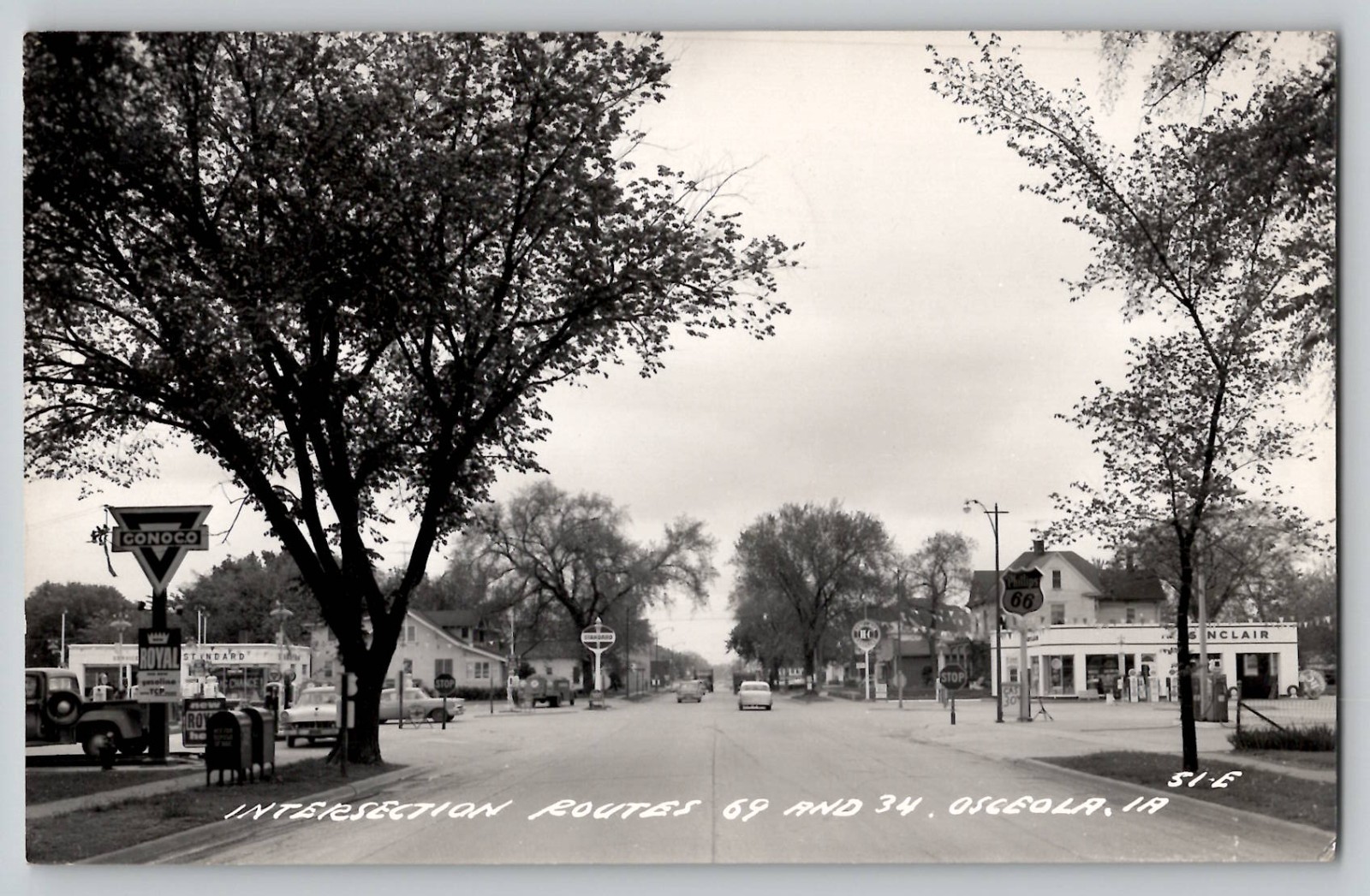 Osceola Iowa Routes 34 69 Conoco Sinclair Phillips 66 1960 RPPC Real Photo