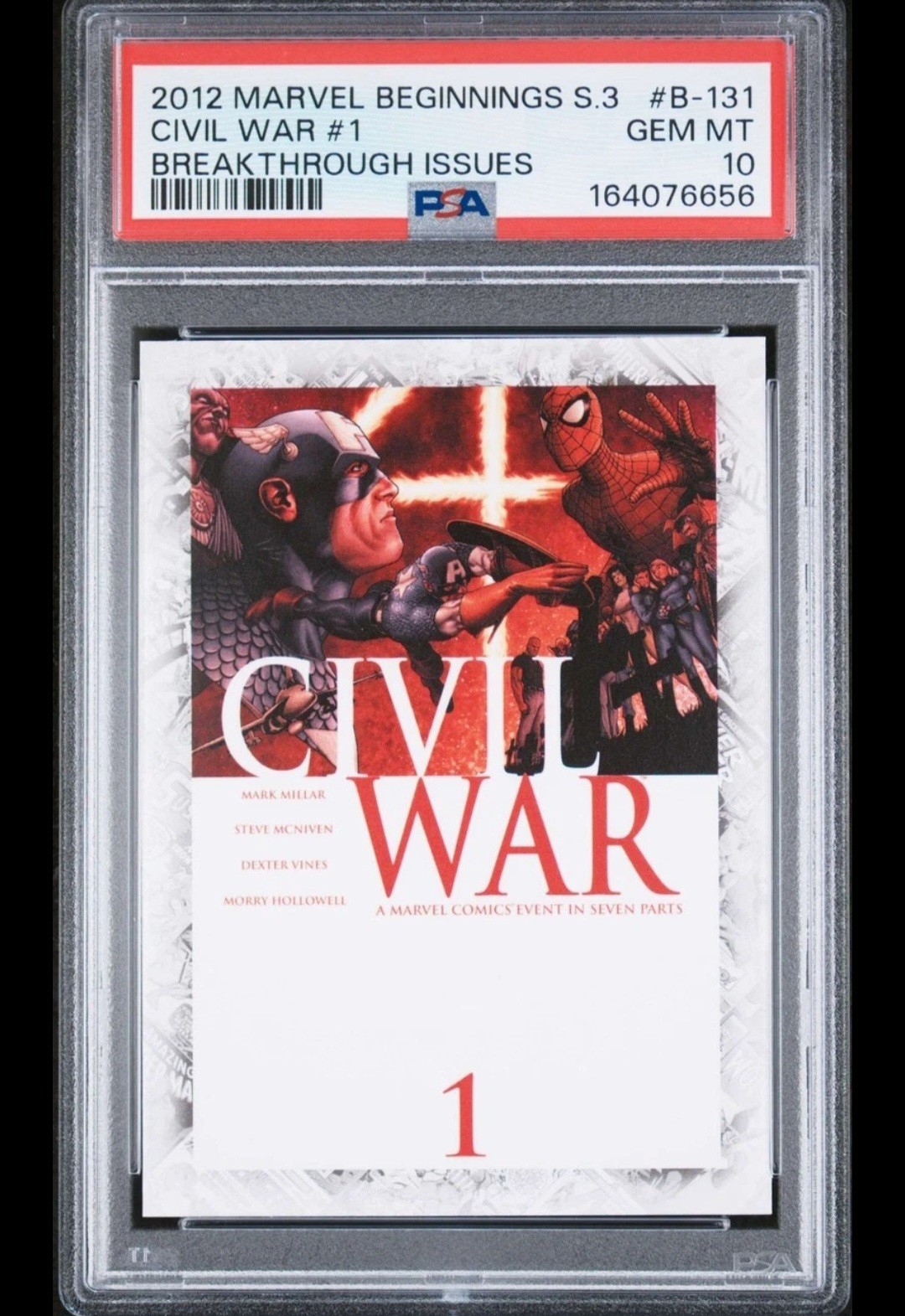 2012 MARVEL BEGINNINGS S3 BREAKTHROUGH ISSUES #B-131 CIVIL WAR #1 POP 3 PSA 10