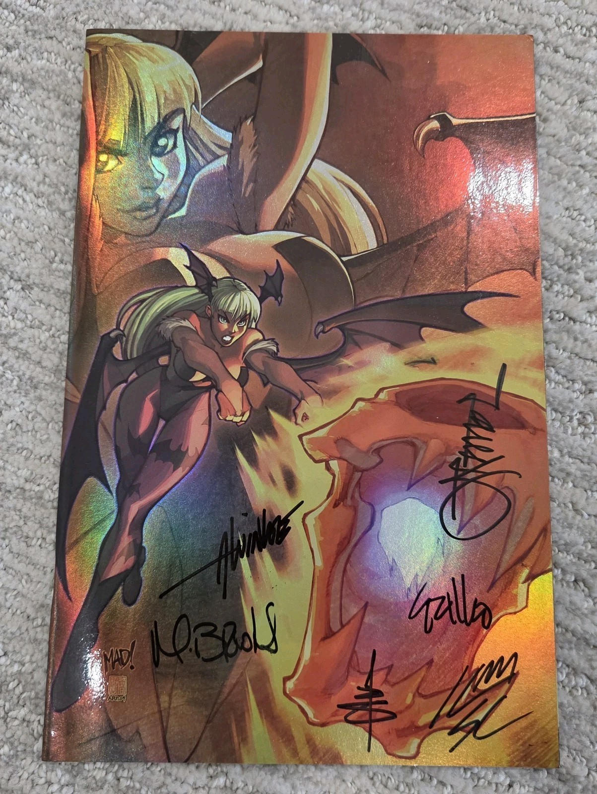 Darkstalkers Limited Edition Foil Cover #01 Morrigan Alvin Lee & More Signature 