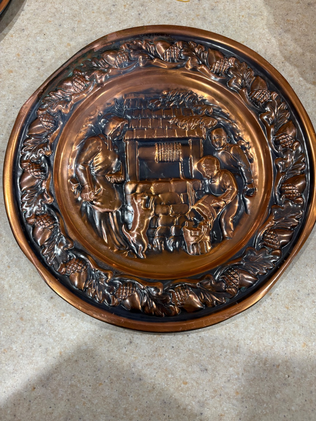 Coppercraft Guild 3D Copper Wall Hanging 13” Pioneer Family at Well