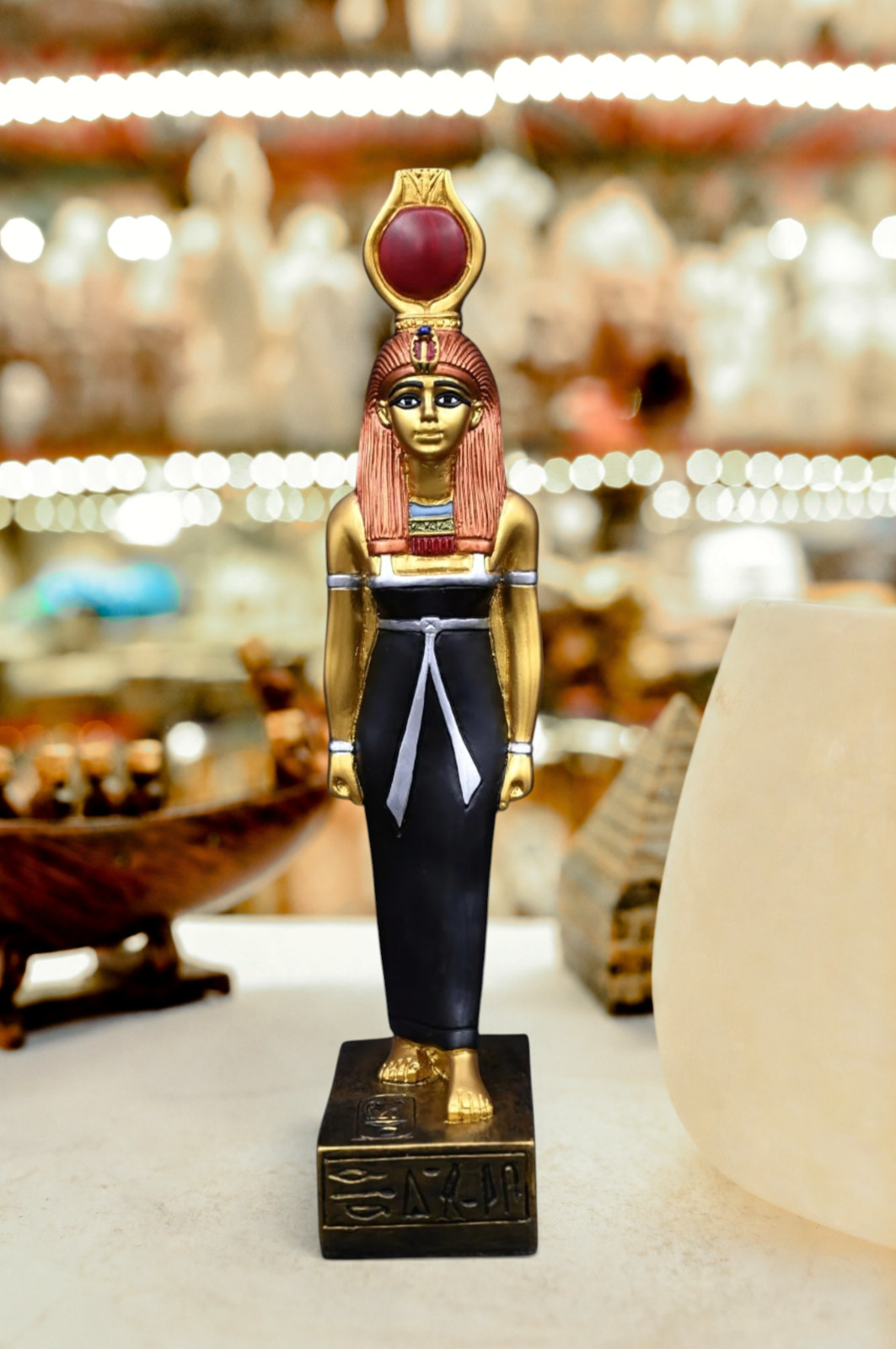 Hathor Goddess of Love and Beauty Egyptian Handcrafted Statue Home Decor