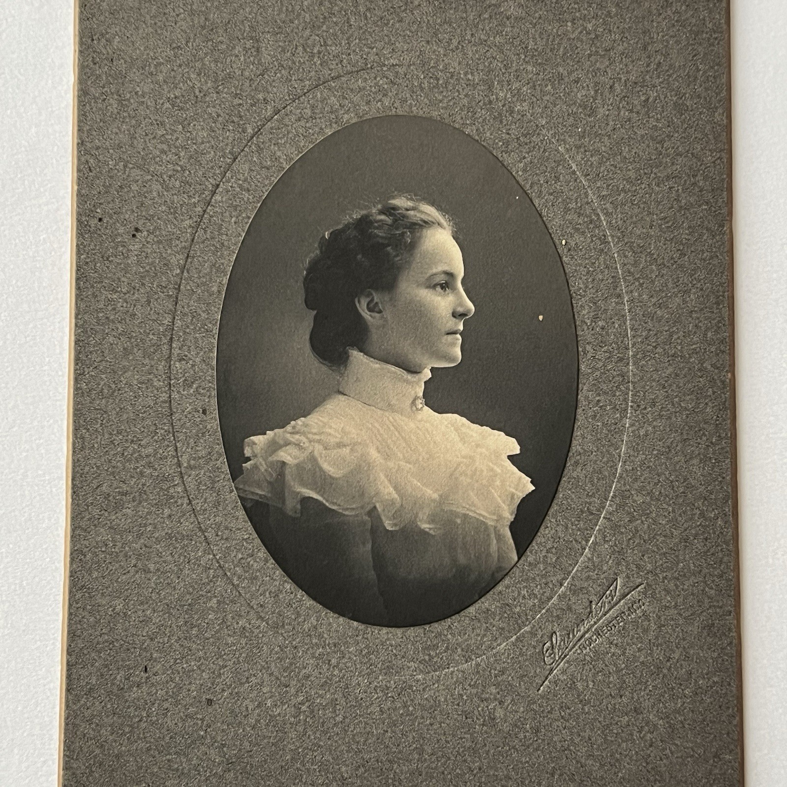 Antique Photograph On Board Beautiful Demure Young Woman Rochester NY